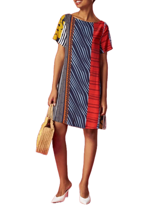 Marilyn's Italian Original Silk A-line Dress With Short Sleeves